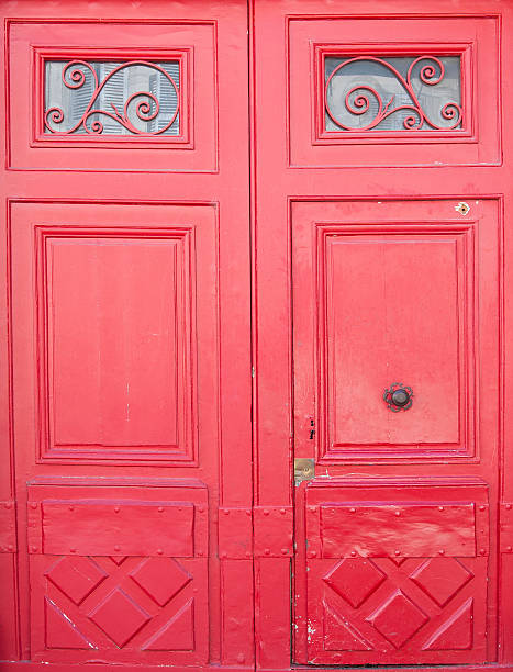 istock Red double door entrance. 496070070