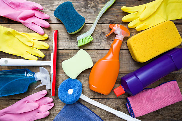 istock House cleaning products on wood background 496070512