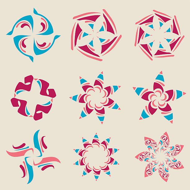 Floral Design Elements Set vector art illustration