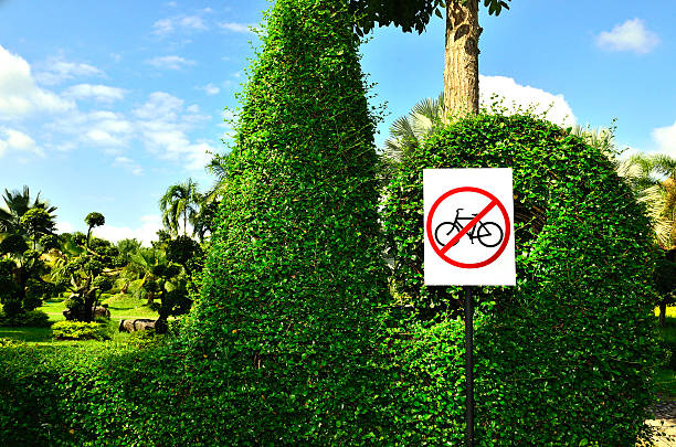 No bicycle or No bicycling or No Cycling sign in park