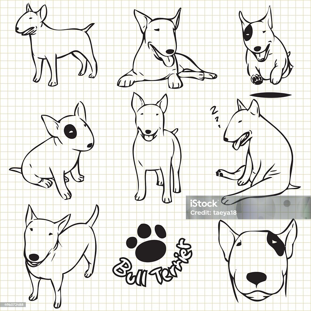 Bull terrier perro - arte vectorial de 2015 libre de derechos