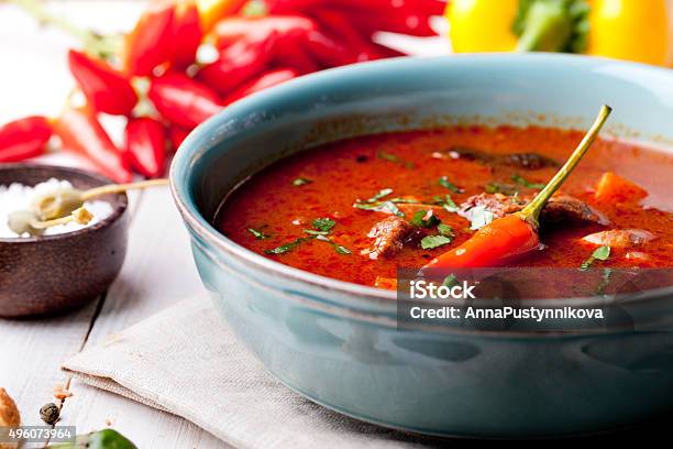 Goulash Beef Tomato Pepper Chili Smoked Paprika Soup Stock Photo - Download Image Now