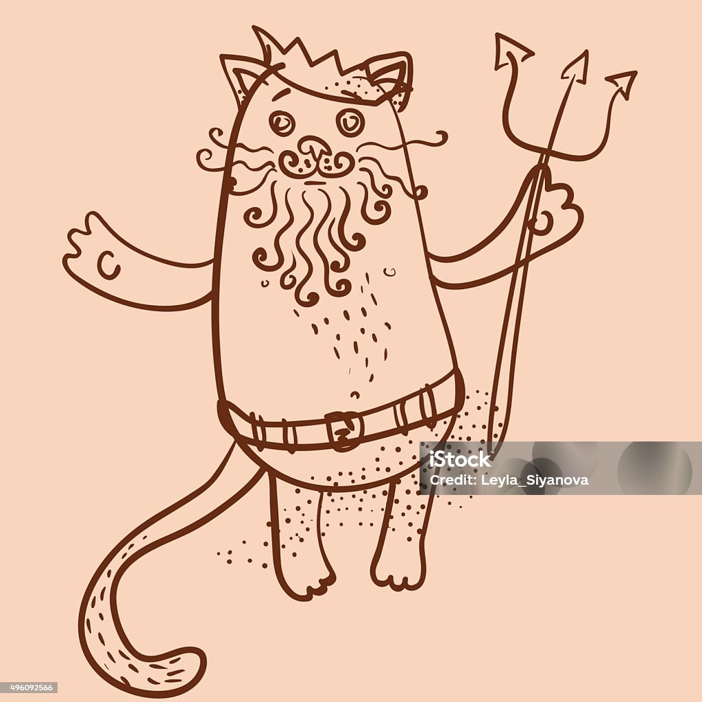 Neptune cat outline vector illustration 2015 stock vector