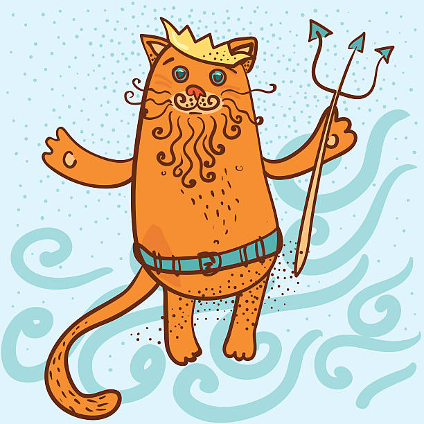 Neptune cat vector illustration Neptune cat vector illustration domestic cat greece stock illustrations