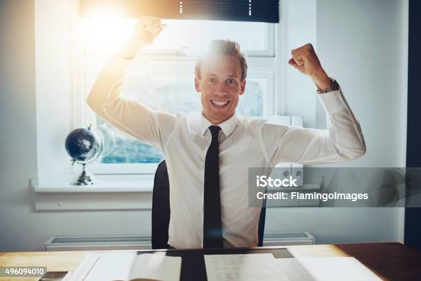 Business Man Holding Arms Over Head Stock Photo - Download Image Now - Manager, Sunlight, 2015