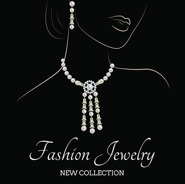 ilustraciones, imágenes clip art, dibujos animados e iconos de stock de mujer con pendientes de pearl necklace y - pearl necklace earring jewelry