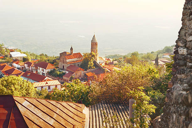 View of Sighnaghi at dawn, Georgia country View of Sighnaghi at dawn, Georgia country, Kakheti region. kakheti georgia stock pictures, royalty-free photos & images