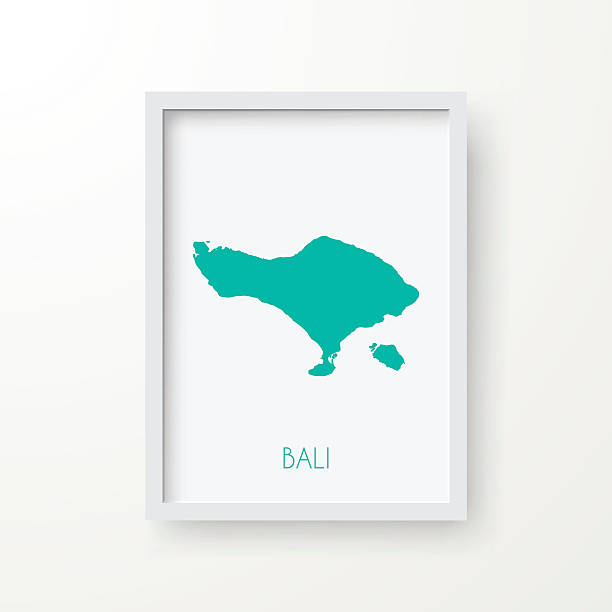 ilustrações, clipart, desenhos animados e ícones de bali mapa em moldura em fundo branco - white background water studio shot textured