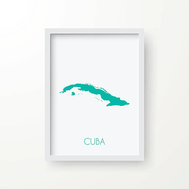 ilustrações, clipart, desenhos animados e ícones de cuba mapa em moldura em fundo branco - white background water studio shot textured