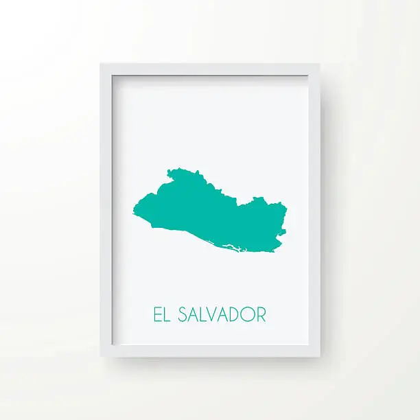 Vector illustration of El Salvador Map in Frame on White Background