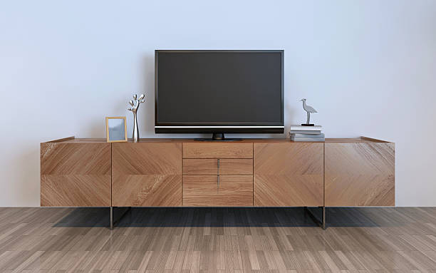 istock TV cabinet with plasma and decorations 496102598