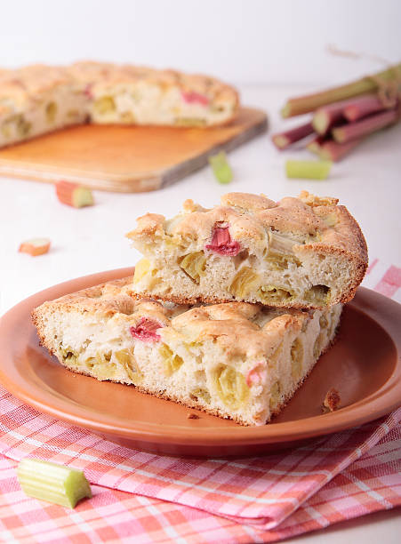 Biscuit cake with rhubarb