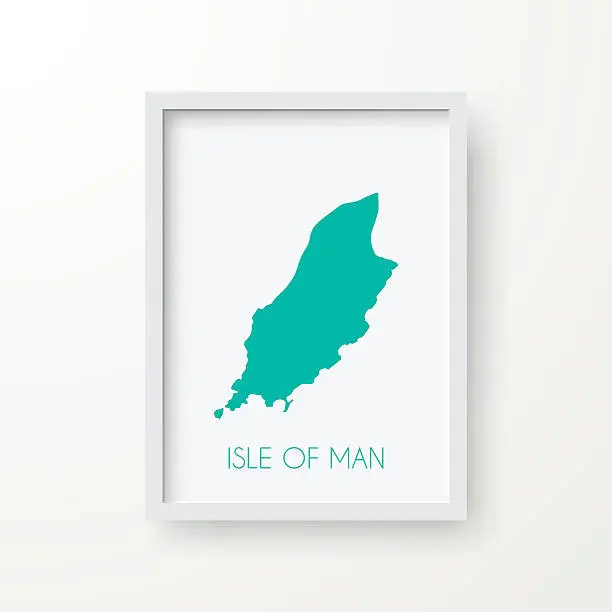 Vector illustration of Isle of Man Map in Frame on White Background