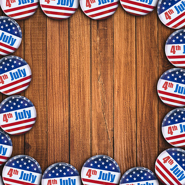 istock 4th of july campaign button on plank wood 496109089