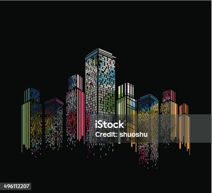 istock abstract colorful modern building pattern with black background 496112207