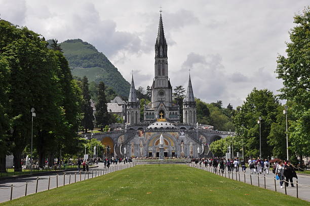 Sanctuary of Lourdes In front of the Basilica of Our Lady of Lourdes notre dame cathedral of luxembourg stock pictures, royalty-free photos & images