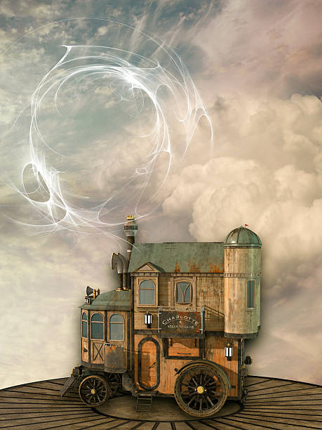 istock Fantasy scene with steam punk style 496120344