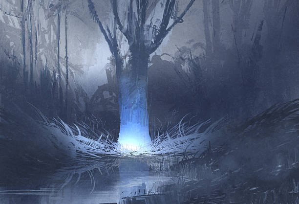 istock night scene of spooky forest with swamp 496121166