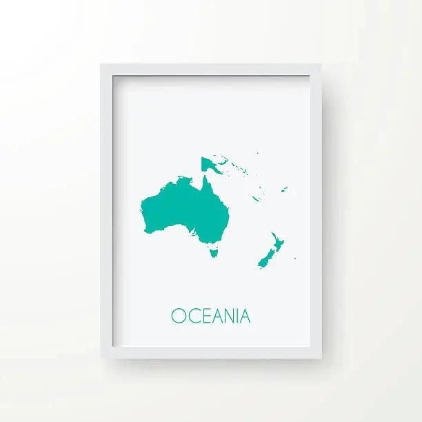 Vector illustration of Oceania Map in Frame on White Background