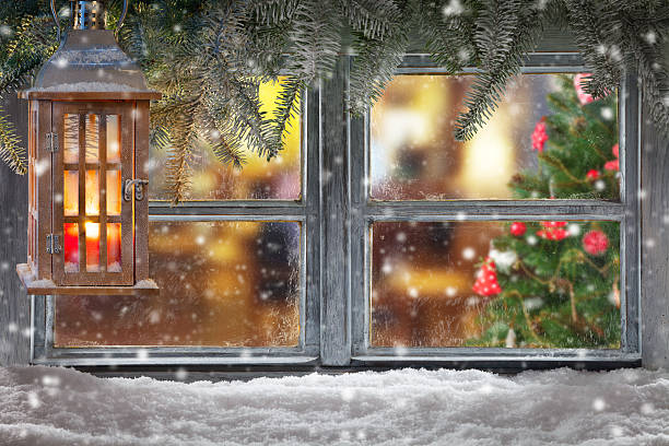 istock Atmospheric Christmas window sill decoration 496126024