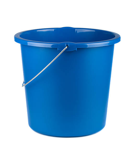 Single plastic blue bucket Single plastic blue bucket isolated on a white background bucket stock pictures, royalty-free photos & images