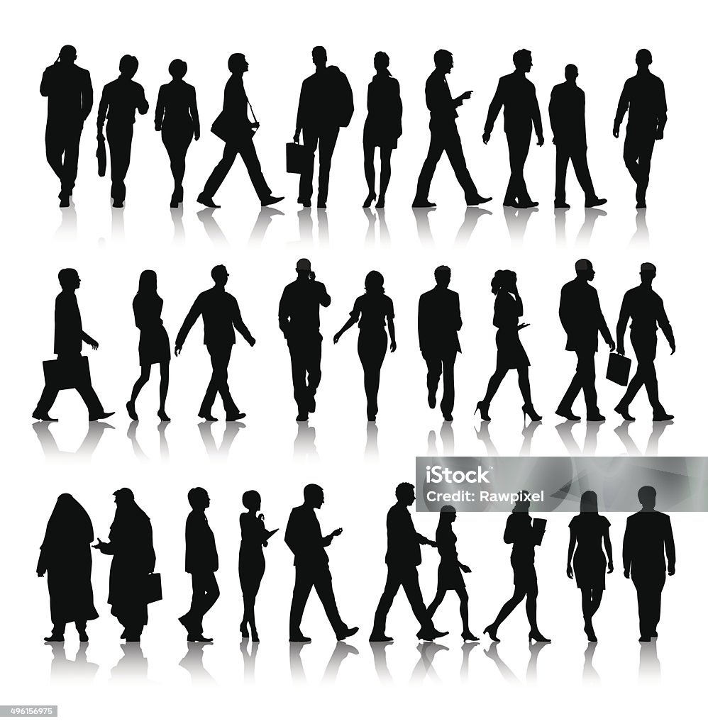 Vector of Silhouette of Business People Commuting In Silhouette stock vector