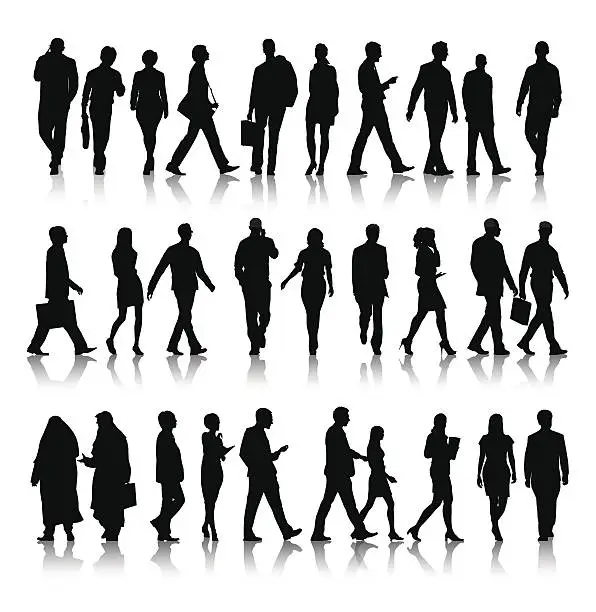 Vector illustration of Vector of Silhouette of Business People Commuting