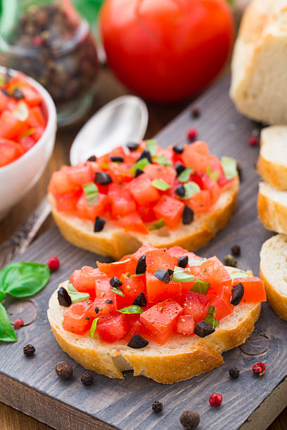 istock Italian bruschetta with tomatoes and basil 496158065