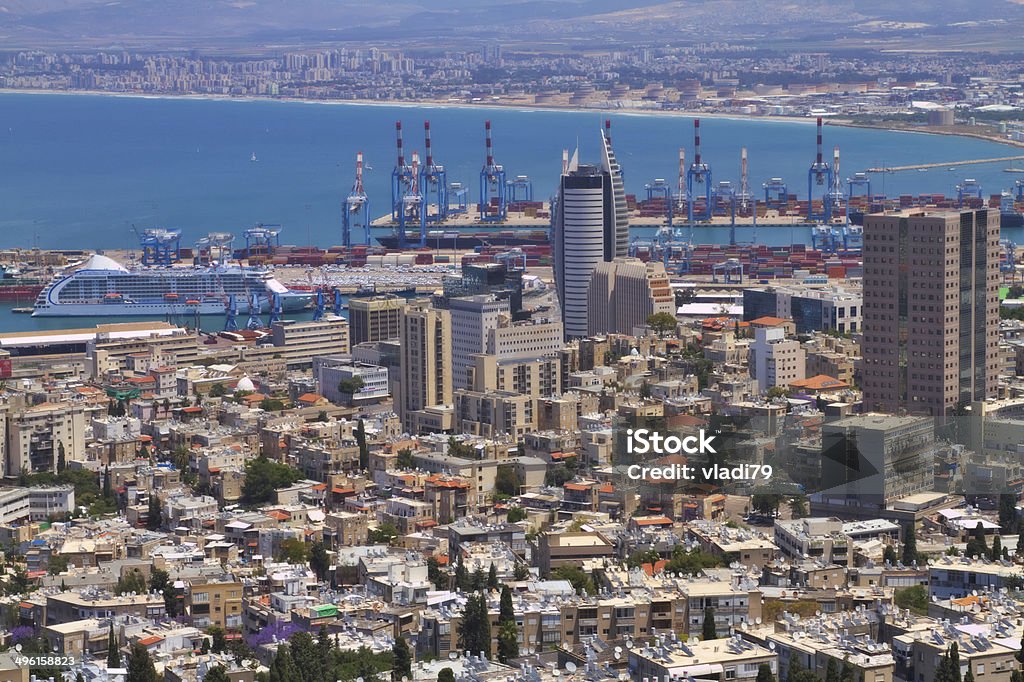 Haifa city view Haifa city view from the Bahai gardens, Israel Aerial View Stock Photo