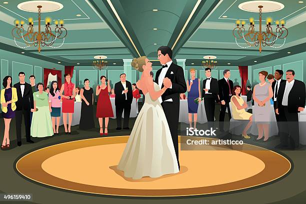 First Dance Line Drawing Bride Groom Dancing Their First Dance Stock Illustration - Download ...