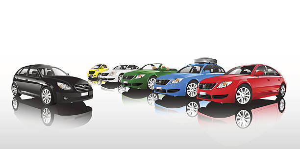 istock Vector of Group of Multicoloured Cars in a Row 496160981