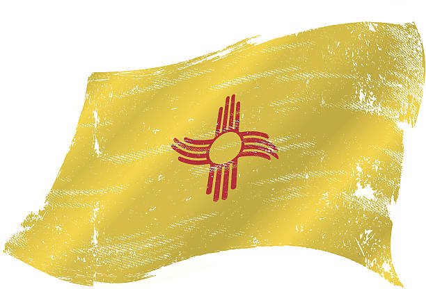 뉴멕시코 그런지 플랙 - new mexico flag stock illustrations