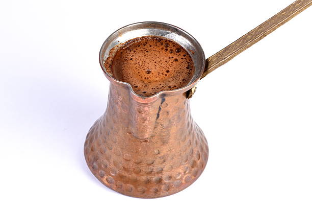 istock Hot Coffee - Close-up Traditional Turkish Coffee in Copper Coffee Pot 496162262