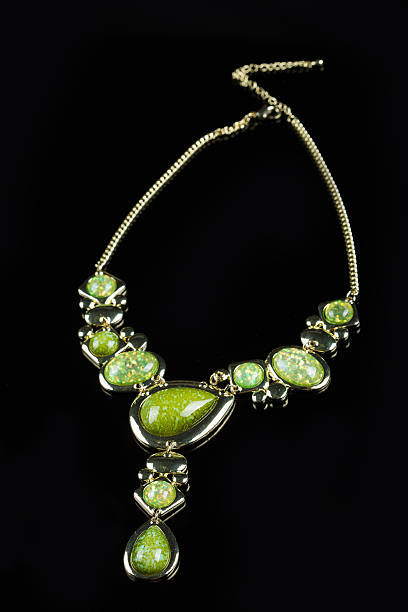 istock luxury green necklace on black stand 496162608