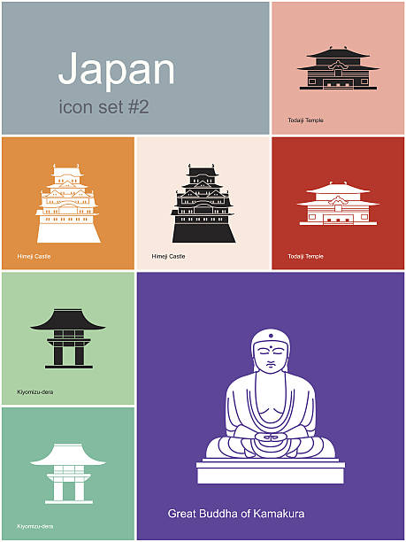 illustrations, cliparts, dessins animés et icônes de icônes de japon - kamakura
