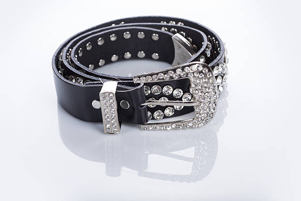 istock Black Women's belt with rhinestones 496164446