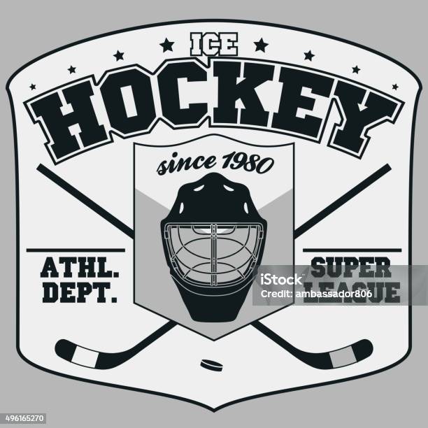 Ice Hockey Badge Stock Illustration - Download Image Now - 2015, Animal's Crest, Athlete