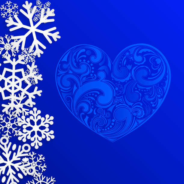 istock Christmas background with big heart and snowflakes 496167564