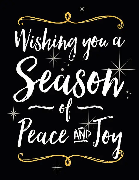 Vector illustration of Holiday Season Greeting with Bold Script Lettering