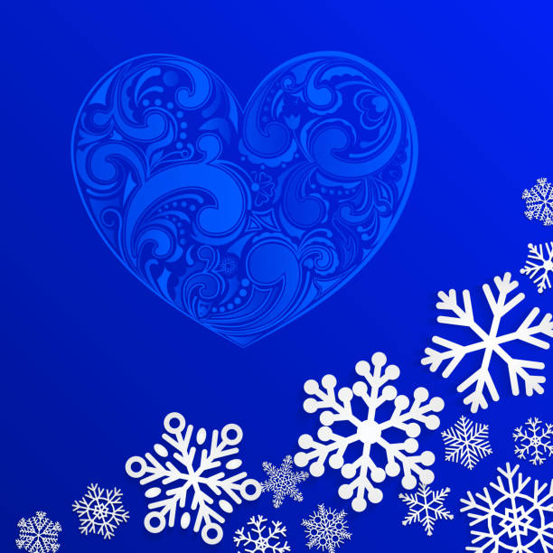 istock Christmas background with big heart and snowflakes 496168282