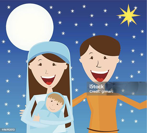 Virgin Mary St Joseph And Jesus Stock Illustration - Download Image Now - Adult, Advent, Baby - Human Age