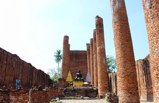 Old buddha in Wat Thammikarat at Ayutthaya, thailand