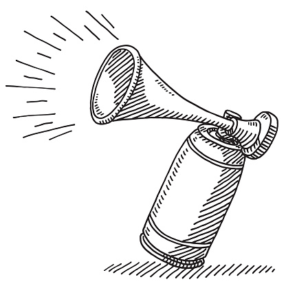 Hand-drawn vector drawing of an Air Horn Fan Equipment. Black-and-White sketch on a transparent background (.eps-file). Included files are EPS (v10) and Hi-Res JPG.