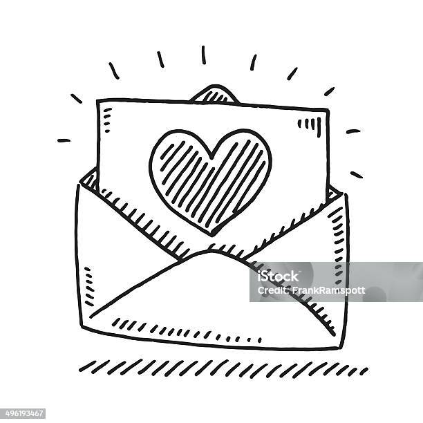 Love Letter Heart Drawing Stock Illustration - Download Image Now - Letter - Document, Envelope, Doodle