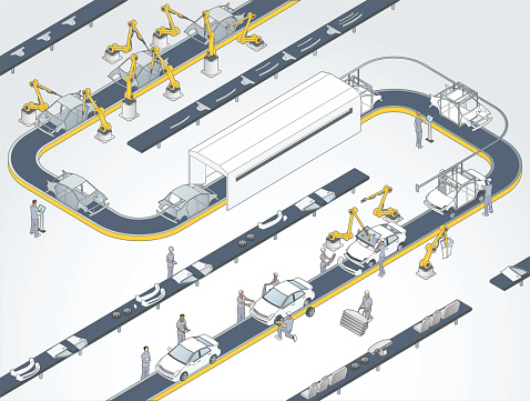 Auto Assembly Line Illustration
