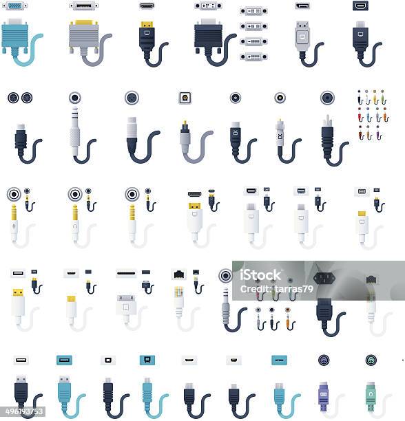 Connectors Jacks And Sockets Stock Illustration - Download Image Now - Cable, Computer Cable, Connection Block