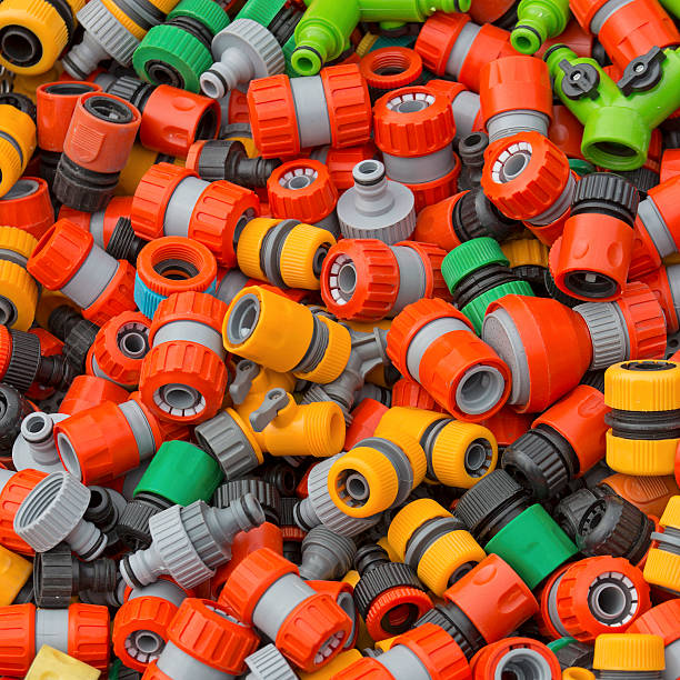 Colorful plastic hose fittings and adapters