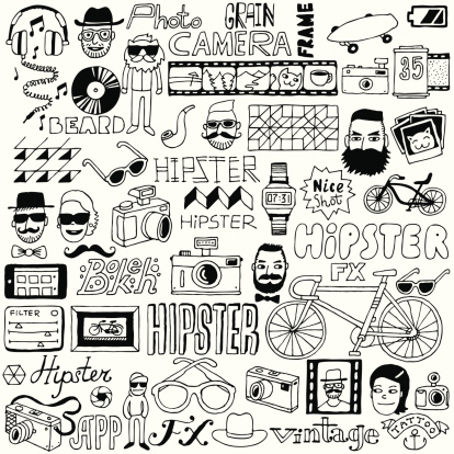 Hipster doodle mega set. Vector illustration.