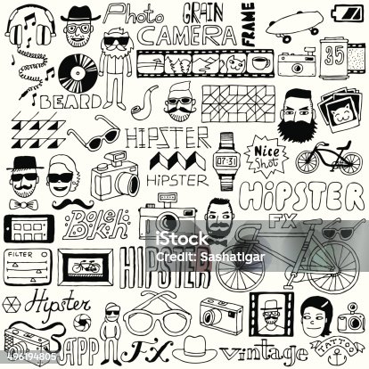 istock Hipster doodle mega set. Vector illustration. 496194805