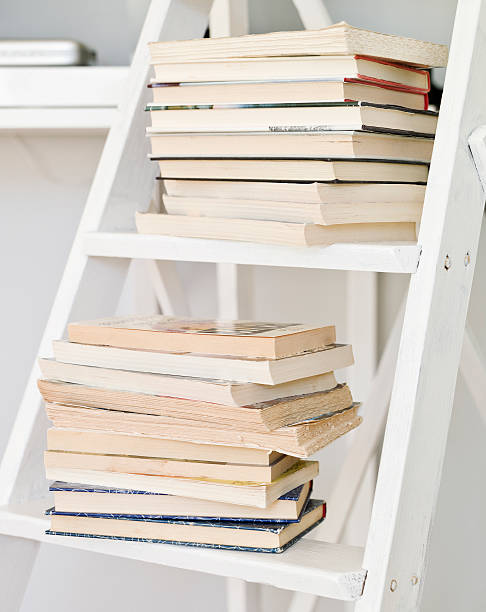 Pile of books on a ladder